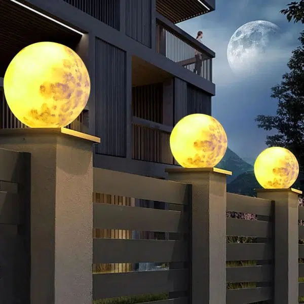 Contemporary Creative Moon Resin 1-Light Outdoor Landscape Light For Garden - Image 7