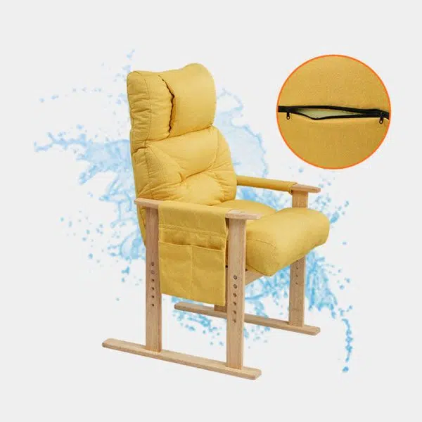 Contemporary Nordic Rectangular Fabric Wood Accent Chair Backrest Armrest For Living Room - Image 18