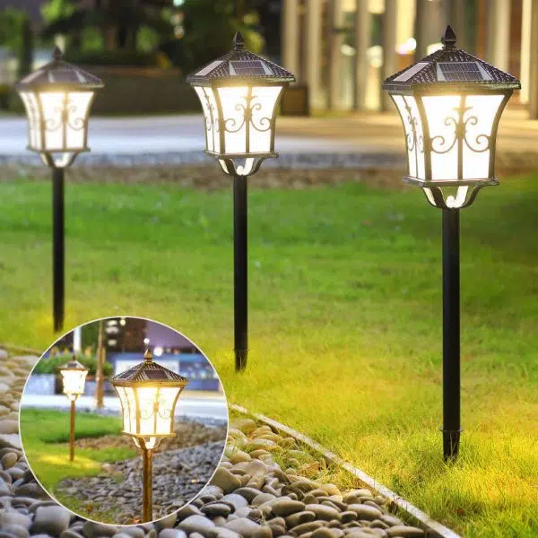 Traditional Chinese Solar Waterproof Aluminum Iron Glass Column LED Landscape Lighting Outdoor Light For Garden - Image 12