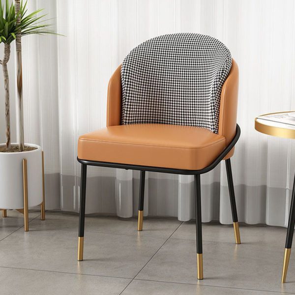 Contemporary Nordic Leather Fabric Iron Sponge Square Wraparound Dining Chair Backrest For Living Room - Image 5