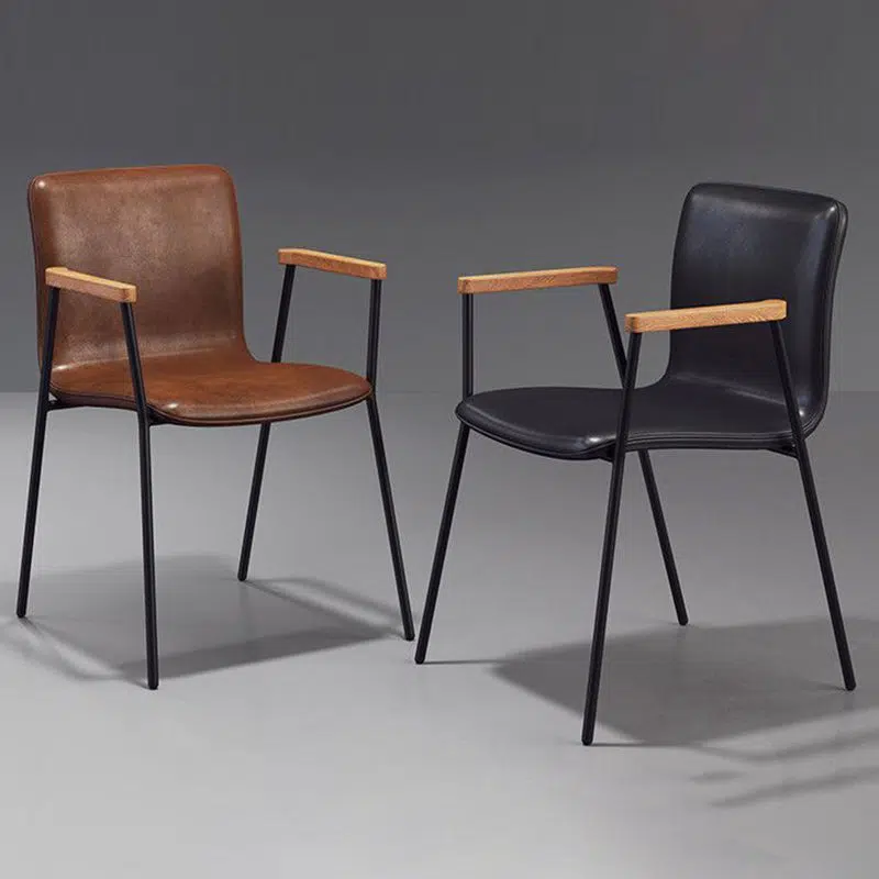 10-c6940c2c-70a0-4bb5-b4b4-be06606d8016.jpg Contemporary Luxury Square Faux Leather Upholstered Dining Chair Backrest Armrest For Dining Room - Image 1