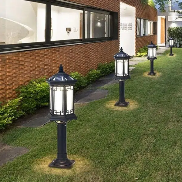 Traditional Chinese Waterproof Solar Aluminum Glass Cylinder LED Landscape Lighting Outdoor Light For Garden - Image 14
