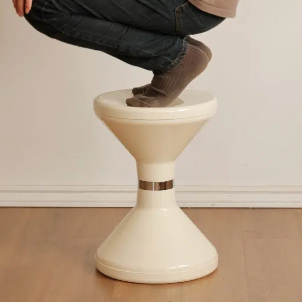 Contemporary Creative Round Plastic Vanity Stool Backless Armless For Living Room - Image 8