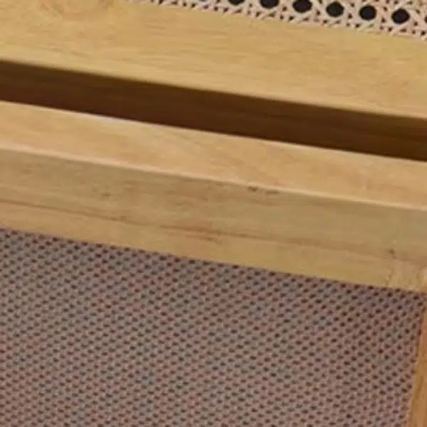 Contemporary Scandinavian Rectangular Wood Rattan Chair Backrest Armrest For Living Room - Image 10