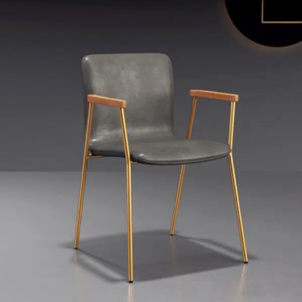 Contemporary Luxury Square Faux Leather Upholstered Dining Chair Backrest Armrest For Dining Room - Image 19