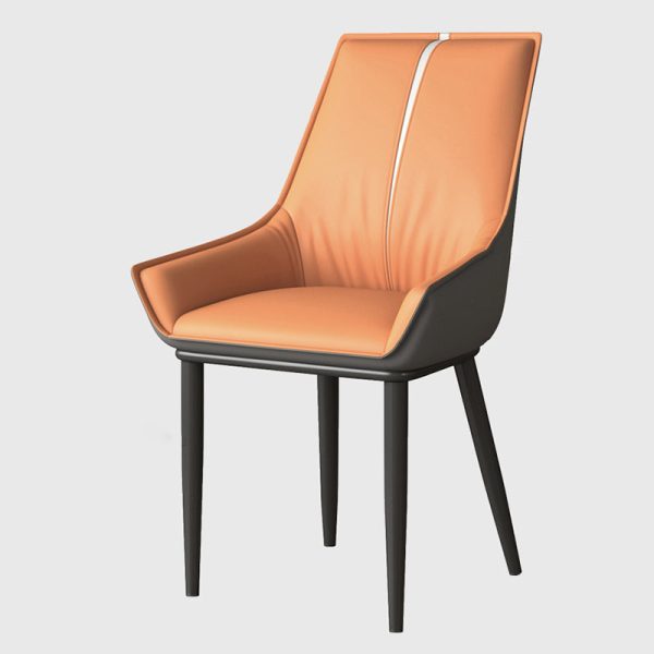 Contemporary Nordic Square Leather Upholstered Dining Chair Backrest Armrest For Dining Room - Image 15