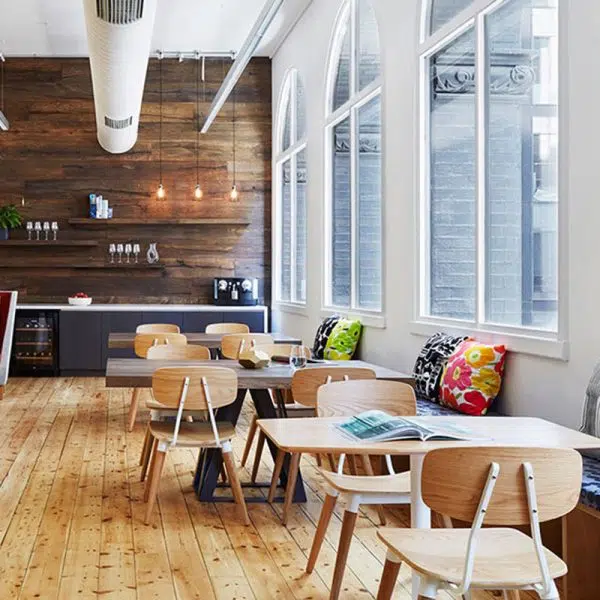 Contemporary Scandinavian Square Wood Iron Chair Backrest Armless For Living Room - Image 20