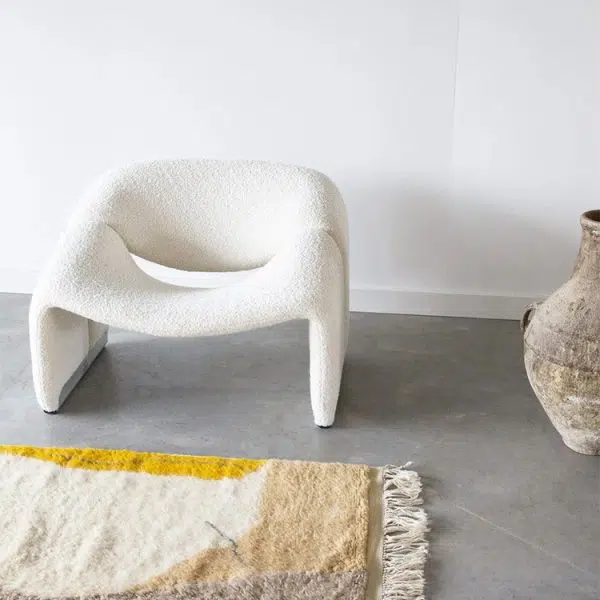 Contemporary Scandinavian Curved Frame Stainless Steel Lambswool Sponge Accent Chair Backrest Armrest For Living Room - Image 7