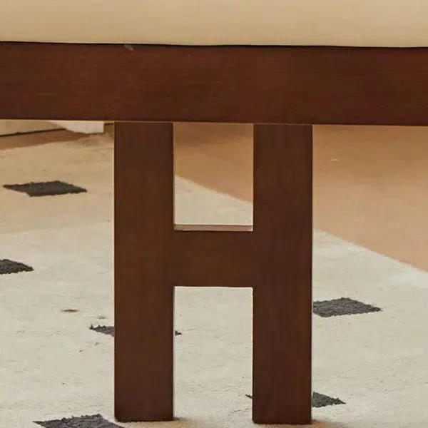 Contemporary Scandinavian Bent Square Leather Wood Dining Chair Backrest Arm For Dining Room - Image 7