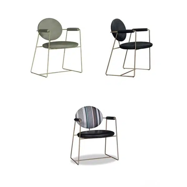 Contemporary Scandinavian Round Cushion Microfiber Leather Stainless Steel Dining Chair Backrest Armrest For Dining Room - Image 7