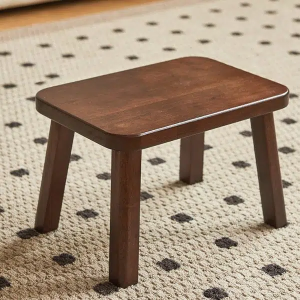 Modern Minimalist Square PU Leather Solid Wood Chair Backless Armless For Living Room - Image 16