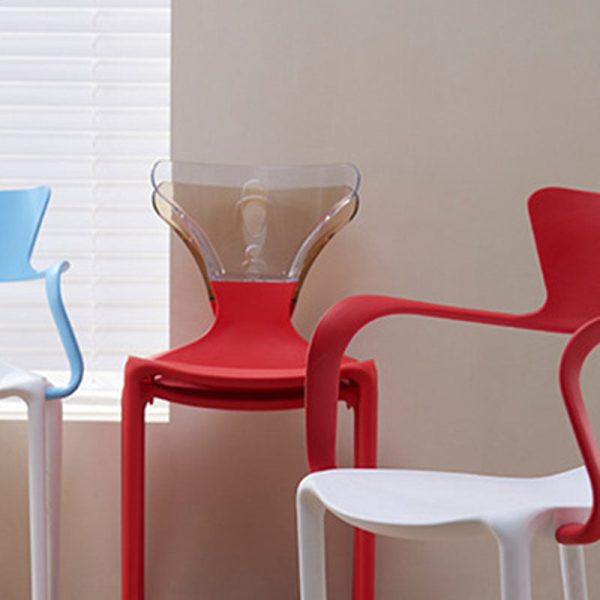 Contemporary Scandinavian PP Square Exclamation Mark Dining Chair Backrest Armrest For Dining Room - Image 18