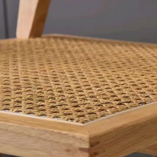 Contemporary Scandinavian Rectangular Wood Rattan Chair Backrest Armrest For Living Room - Image 12