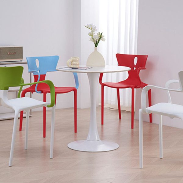 Contemporary Scandinavian PP Square Exclamation Mark Dining Chair Backrest Armrest For Dining Room - Image 8