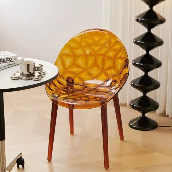 Contemporary Nordic Round Diamond Shape PC Dining Chair Backrest For Dining Room - Image 2
