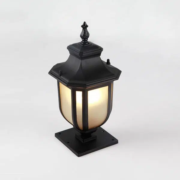 European Vintage Glass Aluminum Cage 1-Light Outdoor Waterproof Landscape Light - Image 16