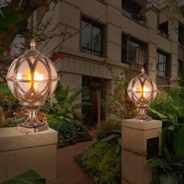 Traditional Colonial Globe Glass Aluminum 1-Light Outdoor Light For Garden - Image 13