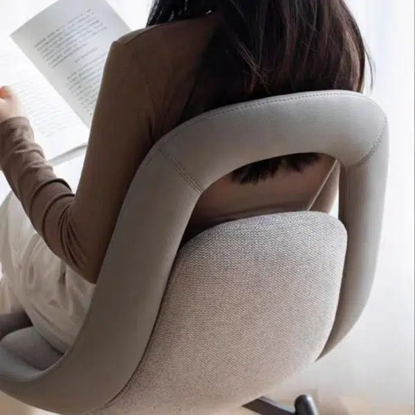 Contemporary Scandinavian Curved Leather Metal Tapered Legs Dining Chair Backrest For Dining Room - Image 10