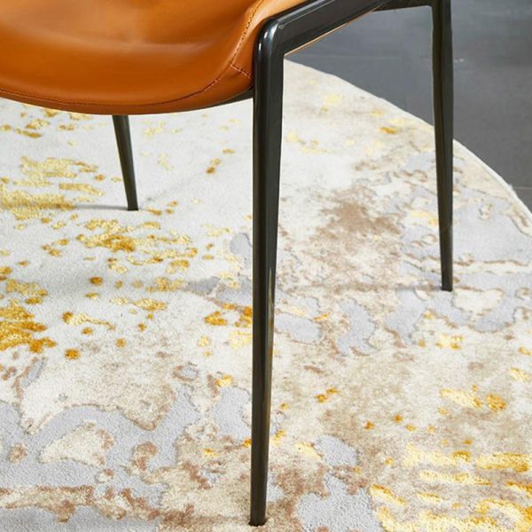 Contemporary Luxury Leather Metal Tapered Legs Dining Chair Backrest For Living Room - Image 6