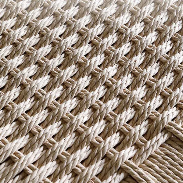 Contemporary Retro Square Kraft Paper Rope Weaving Solid Wood Bar Stool Low Back Footrest For Dining Room - Image 8