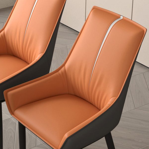 Contemporary Nordic Square Leather Upholstered Dining Chair Backrest Armrest For Dining Room - Image 6