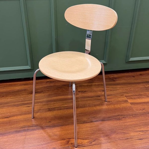 Contemporary Nordic Wood Stainless Steel Round Dining Chair Backrest For Dining Room - Image 11