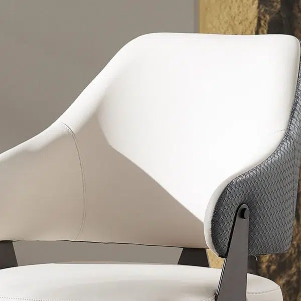 Contemporary Scandinavian Leather Carbon Steel Sponge Square Lozenge Dining Chair Backrest Armrest For Dining Room - Image 7