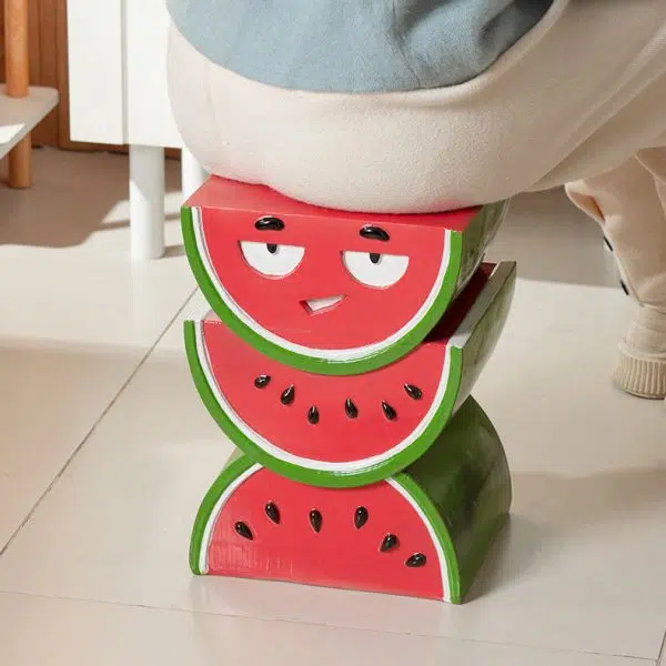 Contemporary Creative Fruit Watermelon Peach Design Resin End Table For Living Room - Image 12