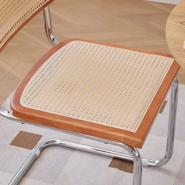 Contemporary Scandinavian Curved Back Solid Rattan Iron Dining Chair Backrest For Dining Room - Image 6