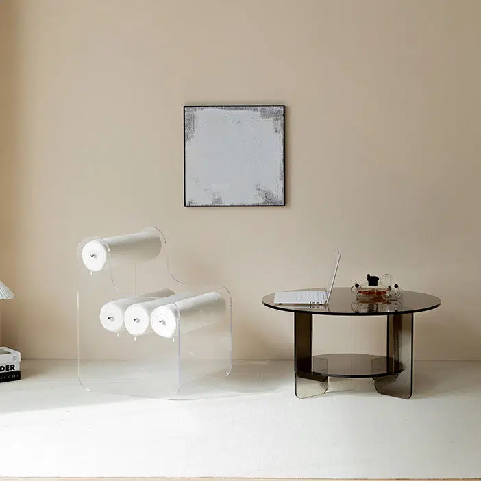 11-8ce14e0f-9452-4d3c-be5f-c0ca44ffc0e2.jpg Contemporary Creative Cylinder Acrylic Fabric Chair Backrest Armless For Living Room - Image 7