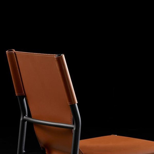 Contemporary Nordic Square Leather Carbon Steel Stackable Dining Chair Backrest For Dining Room - Image 10