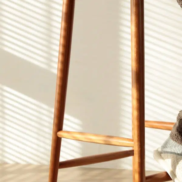 Contemporary Nordic Square Wood Iron Bar Stool Backrest Footrest For Dining Room - Image 9