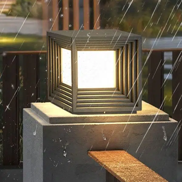 Modern Simplicity Rectangular Stainless Steel Acrylic LED Post Head Light For Outdoor Patio - Image 3