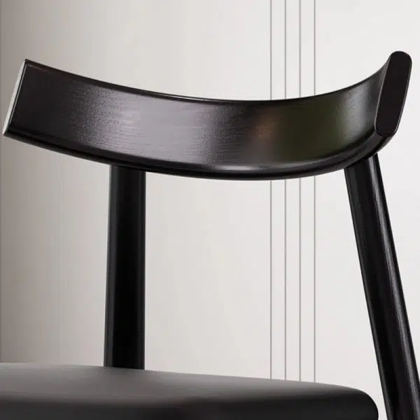 Contemporary Nordic Square Upholstered Curved Leather Wood Dining Chair Backrest For Dining Room - Image 5