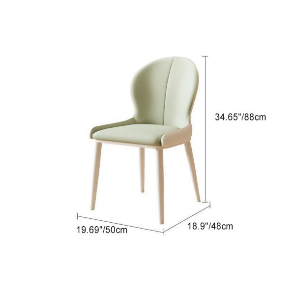 Contemporary Nordic Curved Microfiber Leather Upholstered Dining Chair Backrest For Dining Room - Image 5