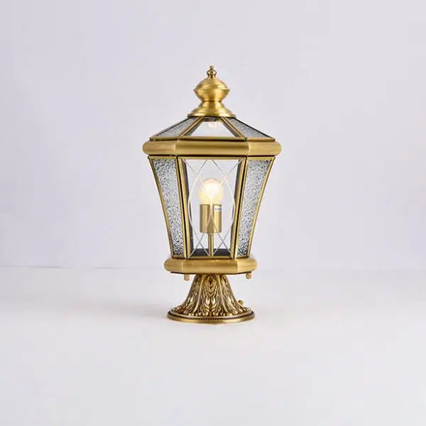 European Outdoor Glass Copper Lantern 1-Light Lawn Landscape Light - Image 5