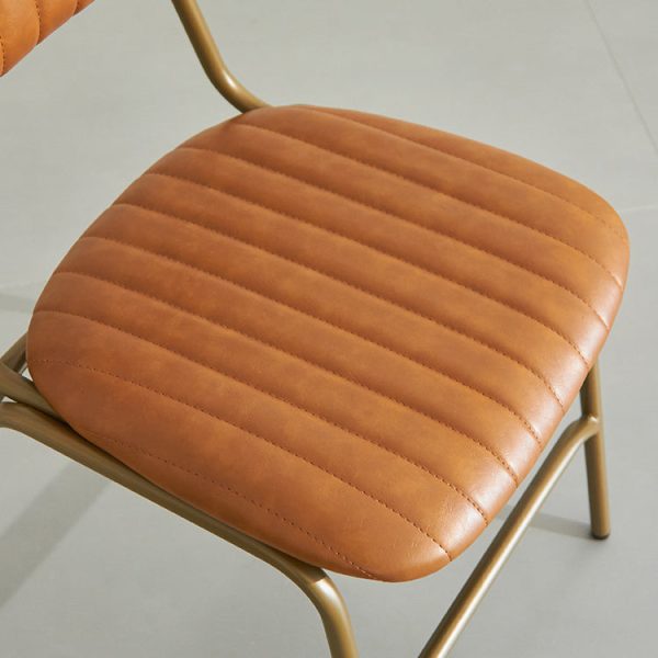 Contemporary Industrial Leather Iron Square Elliptical Stripe Dining Chair Backrest Footrest For Dining Room - Image 9