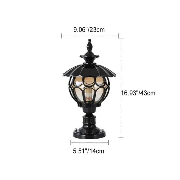 Outdoor European Round Column Head Light 1-Light Waterproof Garden Landscape Light - Image 7