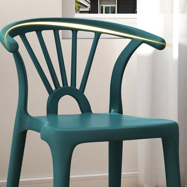 Contemporary Scandinavian Arc Plastic Stackable Dining Chair Backrest For Dining Room - Image 6