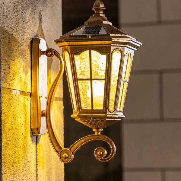 European Solar Outdoor Lantern Aluminum Glass Waterproof 1-Light Wall Sconce Lamp - Image 15