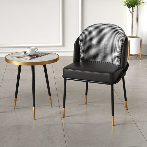 Contemporary Nordic Leather Fabric Iron Sponge Square Wraparound Dining Chair Backrest For Living Room - Image 17