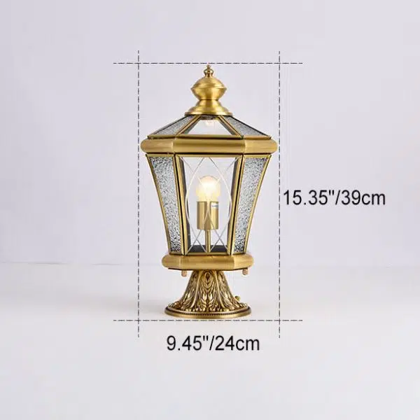 European Outdoor Glass Copper Lantern 1-Light Lawn Landscape Light - Image 7