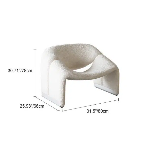 Contemporary Scandinavian Curved Frame Stainless Steel Lambswool Sponge Accent Chair Backrest Armrest For Living Room - Image 4