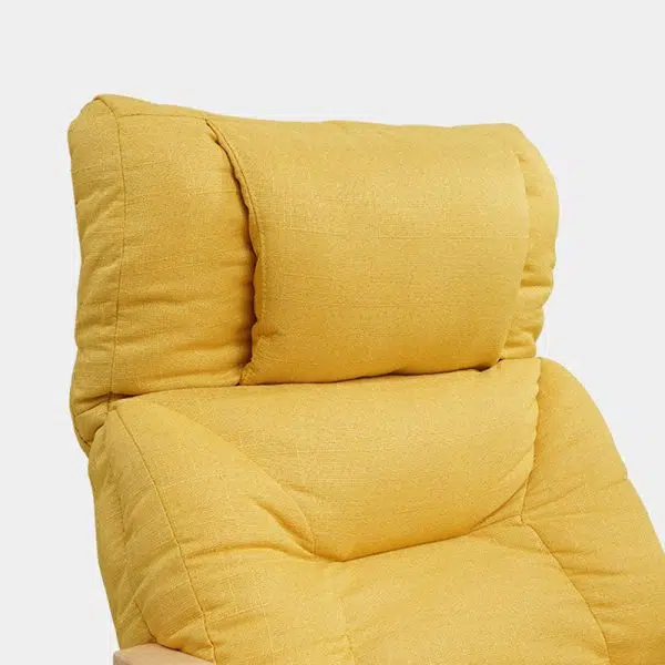 Contemporary Nordic Rectangular Fabric Wood Accent Chair Backrest Armrest For Living Room - Image 5