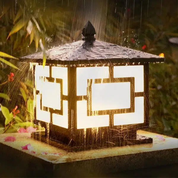 Traditional Chinese Solar Waterproof ABS Acrylic Square Lantern LED Landscape Lighting Outdoor Light For Outdoor Patio - Image 2