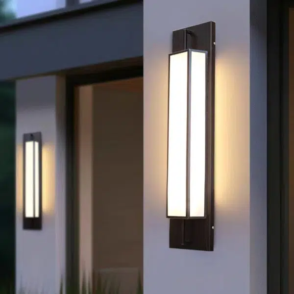 Modern Minimalist Long Square PMMA Stainless Steel LED Outdoor Wall Sconce Lamp For Garden - Image 12