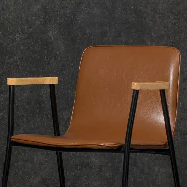 Contemporary Luxury Square Faux Leather Upholstered Dining Chair Backrest Armrest For Dining Room - Image 11