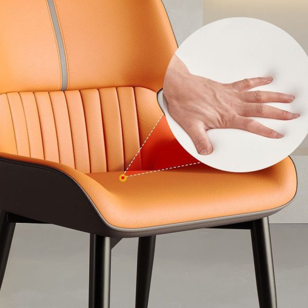 Contemporary Luxury Square PU Leather Upholstered Dining Chair Backrest For Dining Room - Image 4
