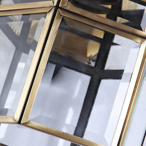 European Outdoor Hexagonal Cage Glass Copper 1-Light Waterproof Wall Sconce Lamp - Image 9