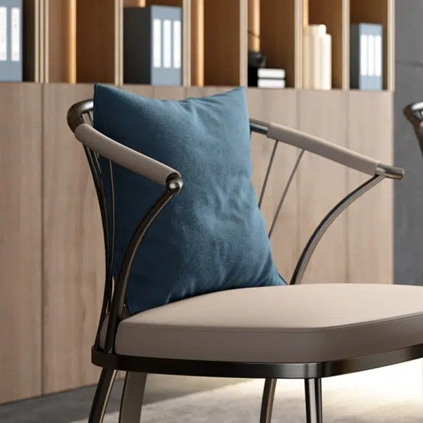 Contemporary Luxury Curved Stainless Steel Leather Chair Backrest Armless For Living Room - Image 5